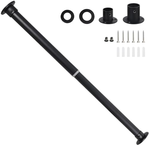 Wardlock 33cm-54cm Black Extendable Stainless Steel Wardrobe Rail, Adjustable Clothes Rail Pole With End Sockets