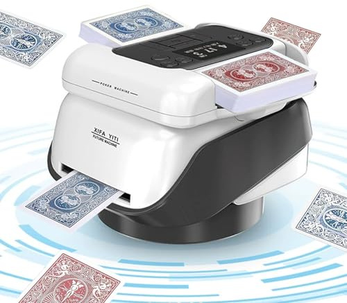Aolawco Mezclador automático de cartas 2 en 1 y transmisor de tarjetas, varios modos de juego, oferta de 360°, para juegos como póquer, UNO y Texas Hold'em