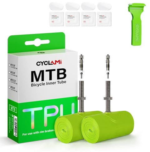 CYCLAMI Cámara Bicicleta MTB de TPU Ultraligera 65g Cámara Interior para 29''×1.9-2.5 Bicicleta de Montaña con Metal Extraíble Válvula-Presta 45mm