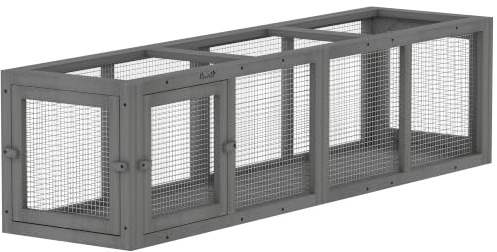 PawHut Outdoor Cat Tunnel Extendable Pet Run for Kitty, Puppy 150 cm Grey | Wooden Play Cat Enclosure, 3 Doors, Indoor and Outdoor Use