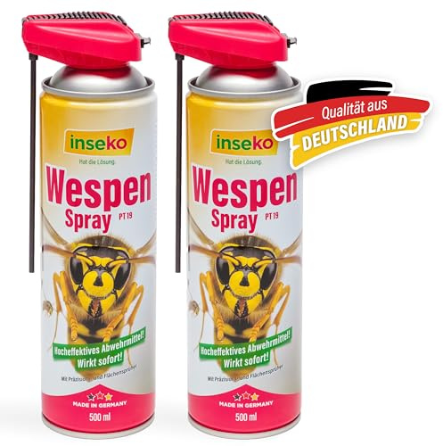 inseko Wespenspray mit Sprührohr 500ml - Profi Wespen-Abwehr Spray mit Sofortwirkung - Gegen Wespen & Wespennester - Schutz für Haus, Garten & Terrasse (PT19) (1000ml)