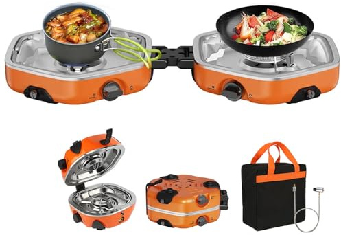 Lätt kompakt bärbar gaskök med justerbar låga, effektiv utomhusbrännare för vandring och picknickmatlagning
