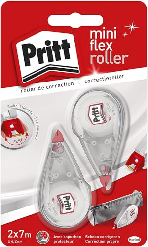 PRITT Roller de correction MINI lot de 2 , réécriture immédiate , résultat ultra propre - 2x 7 m de bande, largeur fine 4,2 mm