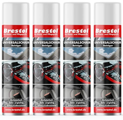 Mousse Universel 4 x 400 ml Nettoyant Vitres (7413) –-Nettoyant universel Mousse Nettoyant pour disques vinyle miroir cuir Chromé Acrylique resopal Vernis Sièges de Voiture – Original brestol