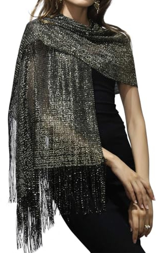 DiaryLook Women's Sparkling Metallic Evening Shawl Wrap for Dresses