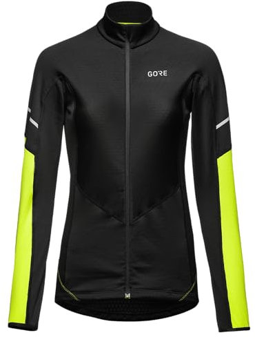 GORE WEAR Herren D Thermo Zip Shirt Langarm, Black/Neon Yellow, 34 EU