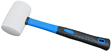 Martello in gomma solida bianca da 680,4 g, manico in fibra di vetro con impugnatura in gomma morbida, peso totale 1,0 kg, martello non marcante (680,4 g)