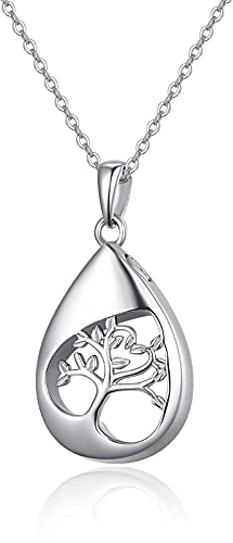 TANGPOET Árbol de la Vida Collar de Urna de Cremación para Memorial - Colgante de Cenizas Joyería Recuerdos