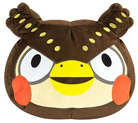 Club Mocchi Mocchi Animal Crossing Blathers Mega Plüschtier 40cm, Nintendo Plüschtiere, Schlafzimmerzubehör für Kinder, Dekokissen, Super Mario Stofftier für Jungen und Mädchen, geeignet ab 3 Jahren +