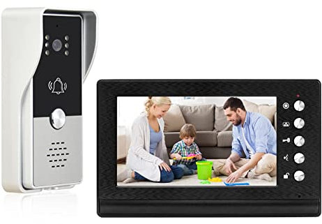 toncont Video Doorbell Intercom System, 7 Monitor Video Door Phone Kits, Wired Video Door Entry System, IR Night Vision Door Camera, Unlock, Dual-Way Intercom Outdoor Indoor for Home Villa (Black)