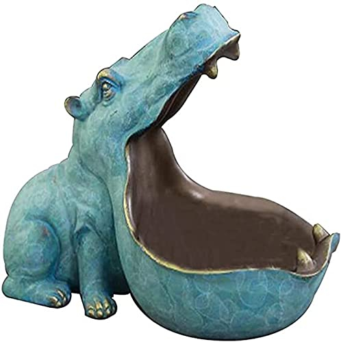 Cutfouwe Nilpferd Figuren Statue Schlüsselschale,Moderne Skulptur Deko aus Harz,Schlüsselaufbewahrung,Bonbonsbehälter,Groß Mund Aufbewahrungsbox,Tischdekoration,Sammlerstück,Geschenk