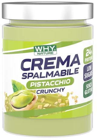 WHY NATURE CREMA SPALMABILE PISTACCHIO - Crema Proteica Al Pistacchio Senza Glutine - Crema Pistacchio Crunchy - 300 gr