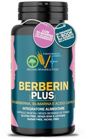 OVF Berberin Plus | Integratore di Berberina Pura 600mg | 60 Capsule Scorta 2 Mesi con Cardo Mariano, Acido Caprilico, Silimarina Supporto Funzione Digestiva, Epatica e Depurativa Alta Concentrazione