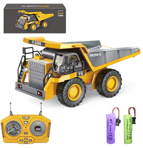 X-Verse Fjärrstyrd kompaktlastare leksak, fjärrstyrd byggfordon för barn, 1/20 9CH RC kompakt laddare med ljus och ljudeffekter