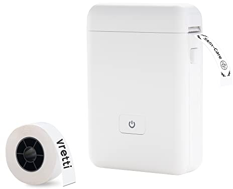 vretti Impresora Etiquetas Autoadhesivas, Mini Etiquetadora Adhesivas Bluetooth, Fabricante de Pegatinas para Smartphones, para el Hogar, Colegio, Tienda, Nombre, Compatible con Android y iOS