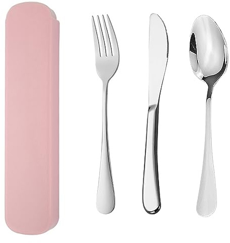 YUDANSI Stainless Steel Camping Cutlery Set, 3Pc Knife Fork Spoon for Outdoor Travel Picnic Office School, Portable Office School Lunch Box Stainless Steel Flatware,Outdoor Camping Travel Cutlery Set