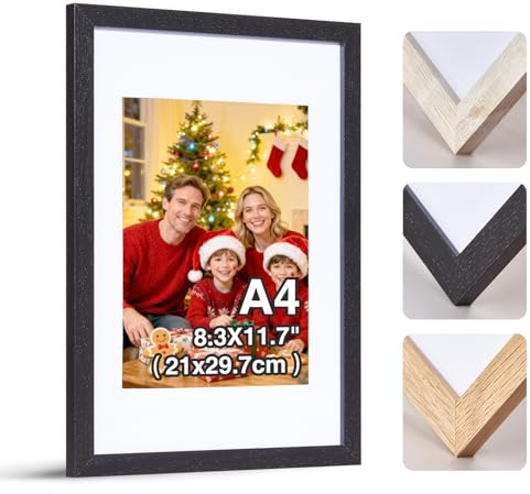 HOUSE DAY foto Marco de madera negra A4 para certificados y bodas, hoja de plexiglás transparente