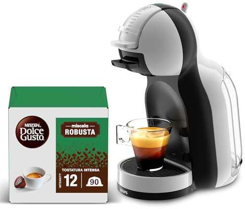 NESCAFÉ DOLCE GUSTO Krups Mini Me Macchina per Caffè Espresso e Altre bevande in capsula, Automatica, Grigio e Nero + Miscela Robusta Caffè Espresso 90 capsule