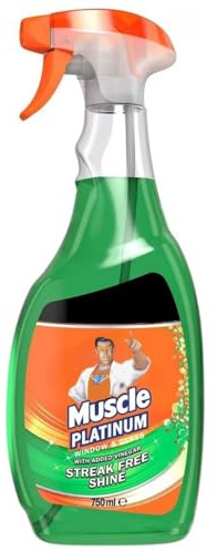 Mr Muscle Window & Glass Cleaner with Added Vinegar Streak Free Shine 750ml 1 Pack with Welari Thank You Card | 1 Pack | 1 x 750ml