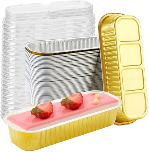 SXCCNW Mini Loaf Tins, 50Pcs Mini Loaf Cake Cases, Rectangular Tin foil Baking Pans, Reusable Aluminum Baking for Wedding Picnic or Birthday
