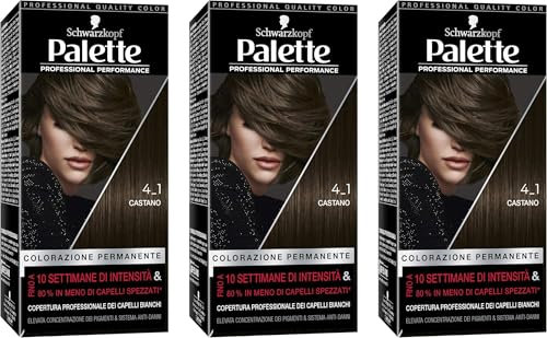 Schwarzkopf, Palette Colorazione Permanente, Tinta per Capelli, Crema Colorante Professionale, Copertura dei Capelli Bianchi, Sistema Anti-danni, Tonalità 4-1 Castano