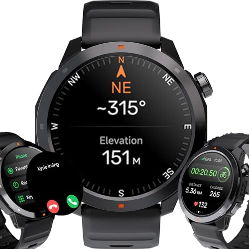 Orologio GPS impermeabile Orologio da uomo donna sportivo multi attività pedometro chiamate Bluetooth lunga durata monitoraggio frequenza bussola monitoraggio pressione atmosferica, Altimetro 1ATM