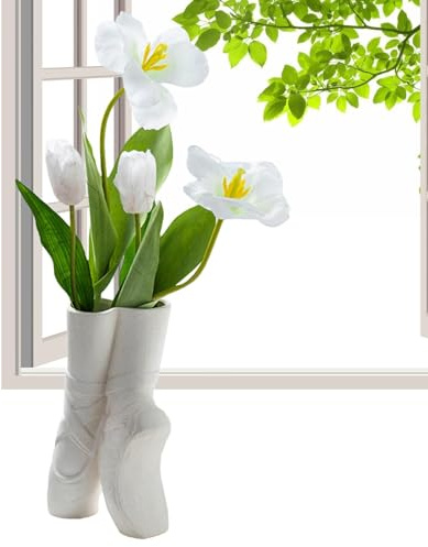 Ästhetische Ballettvase – Moderne Keramikvase, Blumenvase mit Fuß | Keramikvasen für Ballettschuhe, moderne ästhetische Dekorvase, dekorative Vase für den Schuh-Hauptraum