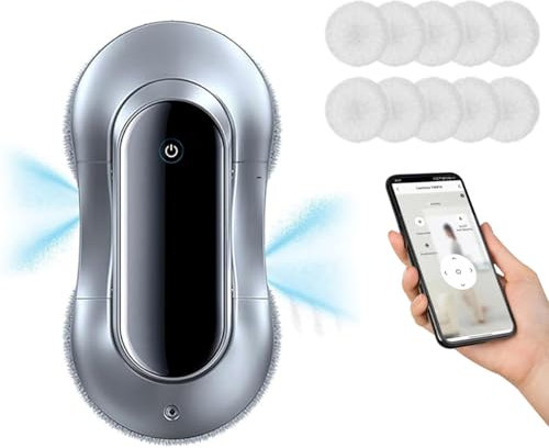 Robot Limpiador de Ventanas con Doble pulverización, Robot Aspirador de Ventanas con Control Remoto y aplicación, Herramienta de Limpieza de Ventanas para Exteriores, Robot Limpiador de Ventanas