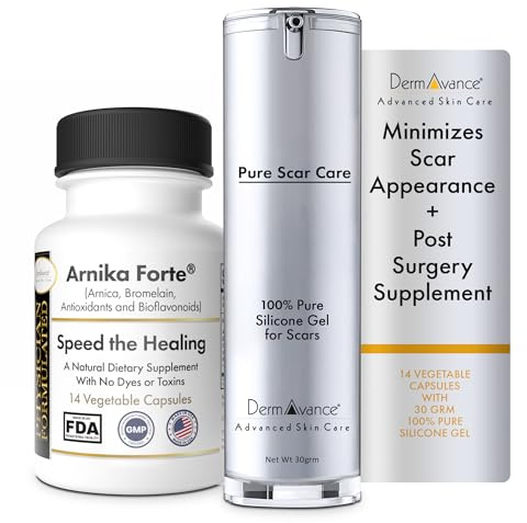 DermAvance Arnika Forte 14 Capsules & Silicone Scar Gel 30g, Arnica Capsules for Bruising & Swelling Reducer After Surgery, Advanced Silicone Scar Gel Face, Surgical Scars, Reliable Scar Treatment