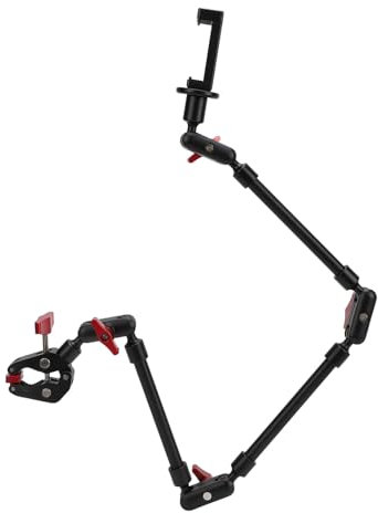 Tihebeyan Mountop Support de caméra réglable à 360 ° avec tête sphérique et microphones LED, convient pour les crochets de lampe de table, matériau en alliage d'aluminium (31 pouces)