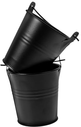 VANZACK 2 Pièces Seau à Barbecue Gril bac à Graisse Grillage Seau à Graisse pour Gril Cuisson Barbecue Accessoire Seau à Graisse pour Barbecue Seau à Huile en métal Le Fer Black