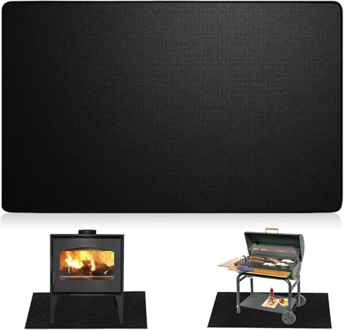 ATODAKA Tappetino Ignifugo Pieghevole per Barbecue, Protezione Termica del Pavimento, Tappetino Antincendio per Grill, Campeggio, Camino, Prato, Pedane e Terrazze 39x60 Pollici 0,5cm Nero