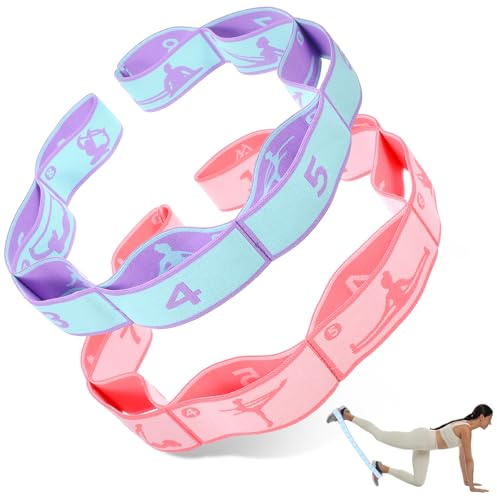 2 correas elásticas para niños, banda elástica de baile para niños, equipo de correa de estiramiento de gimnasia ajustable, bandas de ejercicio ajustables con múltiples bucles, bandas de ballet de