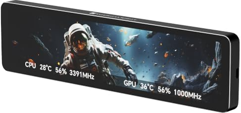Thermalright Trofeo Vision LCD AIO-skärm 11,3 tum PC-skärm | USB Type-C-skärm för maskinvaruövervakning i realtid, med förinställda teman för gaming PC-fodral/CPU-kylare