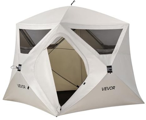 VEVOR Tente de Camping Instantanée 4 Personnes, Tente Familiale Instantanée pour Camping Randonnée en Famille, Debout à l'Intérieur, Portable avec Sac Transport, Grandes Fenêtres en Filet, Large Porte