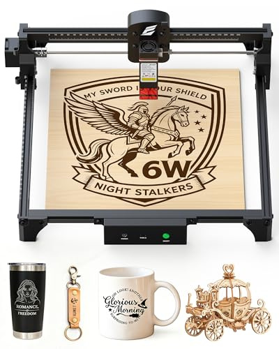 ELIDOR 6 W lasergravyrmaskin, 300 × 300 mm storArbetsområde, gravyrmaskin 0,01 mm precision, kompatibel med LightBurn & LaserGRBL, höghastighets-gör-det-själv-laserskärare för trä, läder, akryl