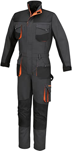 Beta 7865E L Multi-Pocket Arbeitsoverall, Schutzanzug (robuste Schutzkleidung mit Brusttaschen und großen Gesäßtaschen, Oford-Verstärkung, hochwertige Arbeitskleidung), Schwarz/Orange
