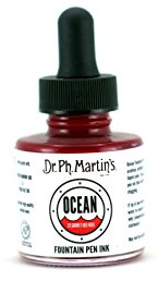 Dr. Ph. Martin's Ocean Fountain Pen Ink, 1.0 oz, Red Garnet Rose (2E)