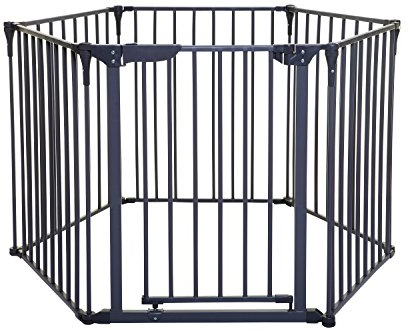 Dreambaby Royale Converta 3 in 1 Playpen, Fireguard and Room Divider, Charcoal (fits up to 3.8m) with 6 Configurable Panels