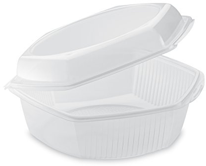 GUILLIN - ALPHATOP ATP2000 SACHET DE 25 Boite A Couvercle Charniere Hexagonale Micro-Ondable 2000cc, Polypropylène, Transparent, 24,9 x 23,1 x 9,8 cm