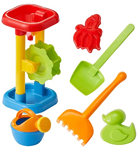 Bramble - 6-teiliges Wasser & Sandmühle Set für Kinder - Sandformen, Gießkanne, Schaufel, Rechen, Sandkästen & Sandspielzeug - Stabil & BPA-Frei