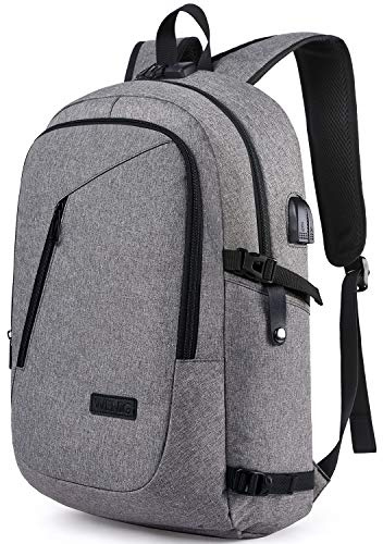 Sac à Dos Ordinateur Portable 17 Pouces Antivol Imperméable Sac à Dos Homme Grande Capacité Sac a Dos PC Portable avec Chargement USB Sac à Dos de Voyage Affaires pour Loisir Scolaire Collège - Gris