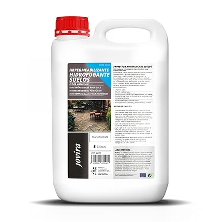 JOVIRA PINTURAS Impermeabilizante Hidrofugante para Suelos. Transparente e invisible. Protector hidrofugo para suelos porosos. Repelente al agua. (5 Litros) A-6