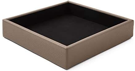 Eglooh - Atena - Taschenleerer aus echtem Leder Taupe Grau - Schreibtisch-Organizer mit modernem Design - Ablagefach für Schlüssel, Münzen, Schmuck - cm 16,5 x 16,5 - Made in Italy