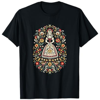 Traditional Floral Folk Art Balkan Art T-Shirt