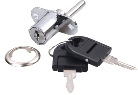 wisoolkic Serrure de tiroir en alliage de Zinc, facile à installer, pour armoires de bureau, serrure rotative, cylindre de classement, serrure à Triple tiroir, Argent, 16MM