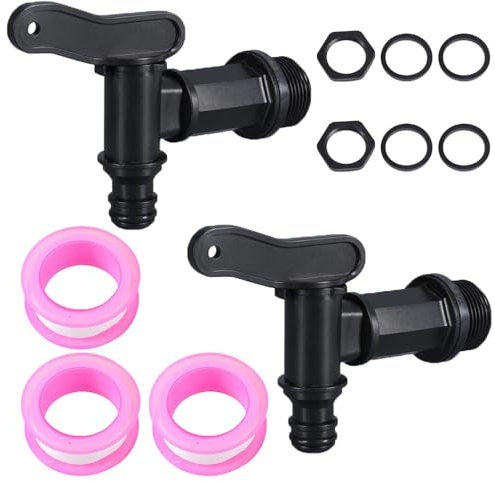 Robinet d'Ecoulement IBC 3/4 Pouces - 2 Pièces pour Cuve Plastique et Récupérateur d'Eau de Pluie - Adaptateur de Boîte de Rangement D'eau IBC - Citerne de Pluie avec Ruban d'Etanchéité