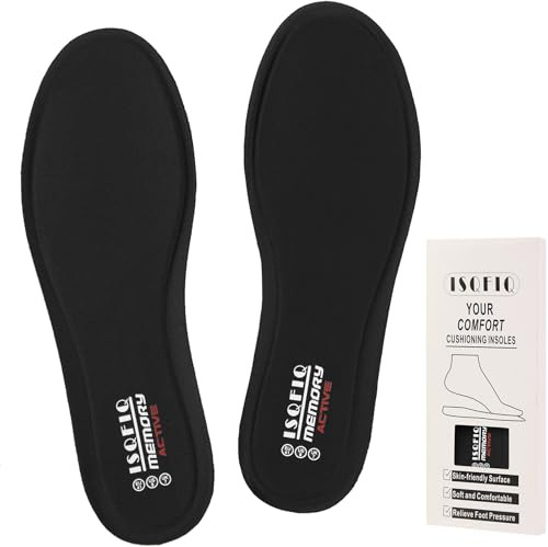 ISQFIQ Memory Foam Inner Soles, Cushioned Replacement Shoe Insoles for Men Women, Soft Inserts for Walking Boots, Trainers, Wellie