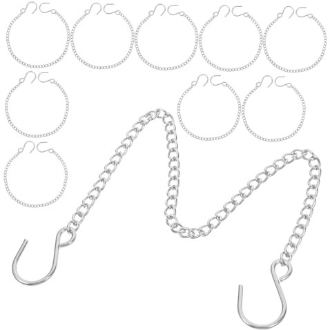 PartyKindom 10st Kette Zum Aufhängen Von Haustellern Hängende Lichterkette Lampenkette Handwerk Deckenlampenkette Dekoratives Lampenkettenhandwerk Blumenkorbkette Rostfreier Stahl Silver