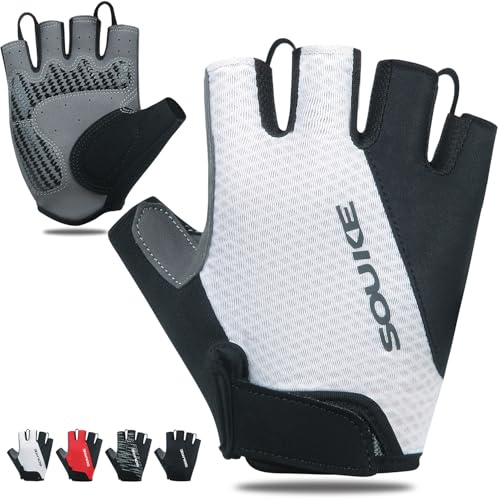 Souke Fingerless Cycling Gloves Padded Bicycle Gloves Half Finger Cycling Bike Gloves Mountain Bike Gloves Anti-Slip Breathable For Men Women